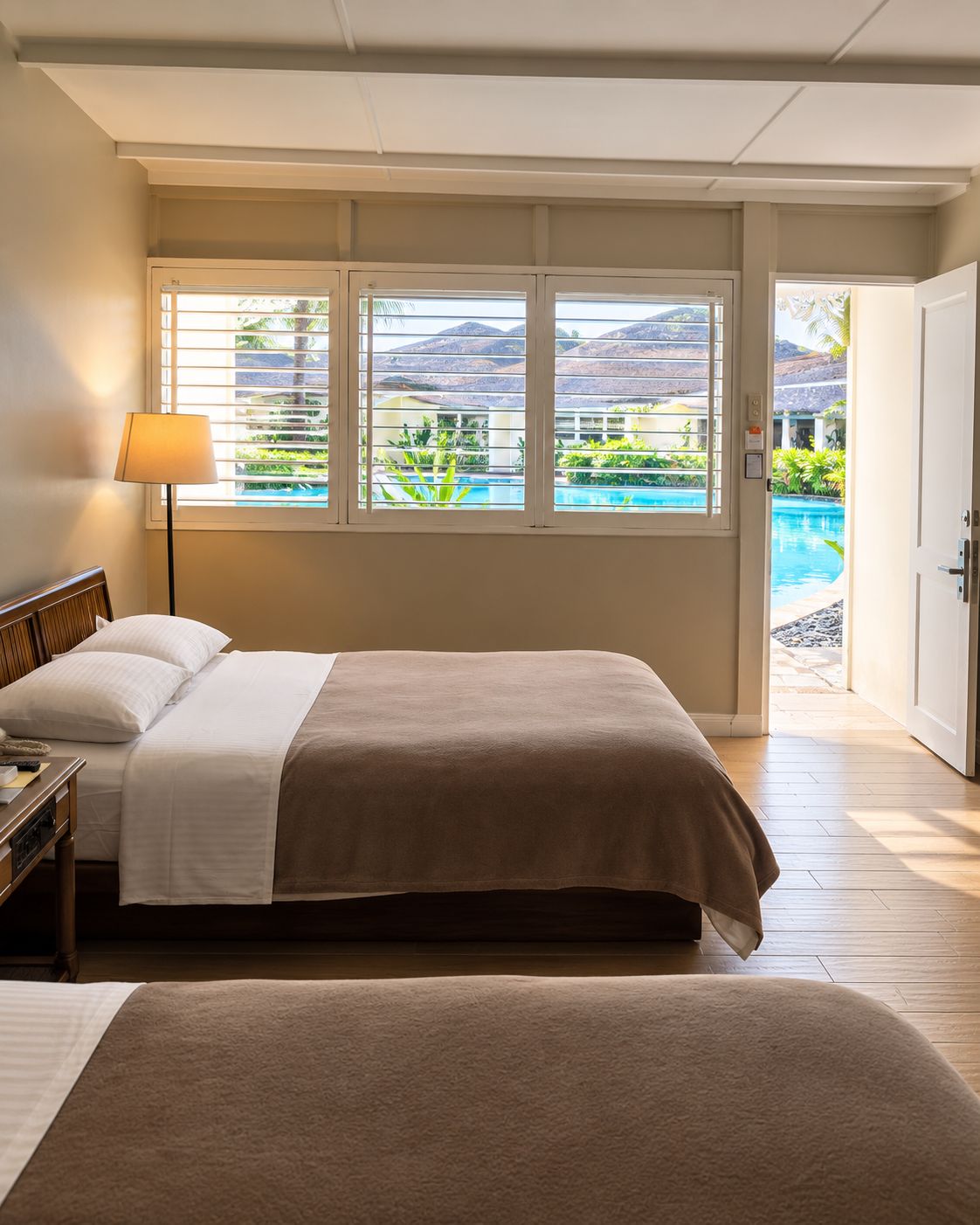 The pool right outside a room's front door